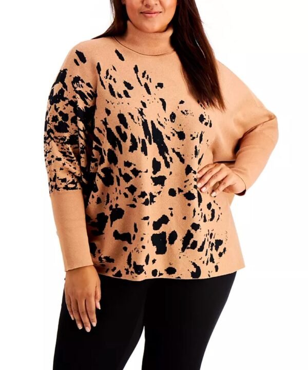 Plus Size Printed Drop-Shoulder Sweater
