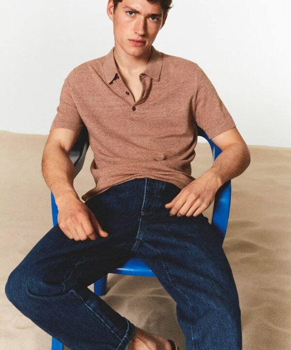 Knit cotton polo shirt